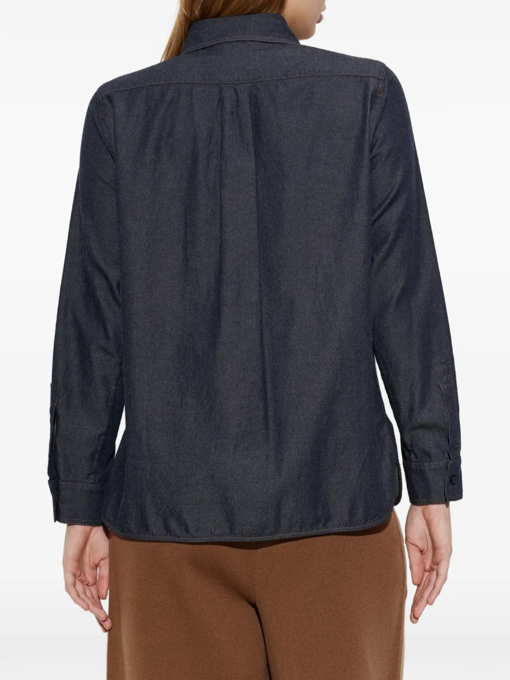 Max Mara Katoenen blouse met denim-look Blauw