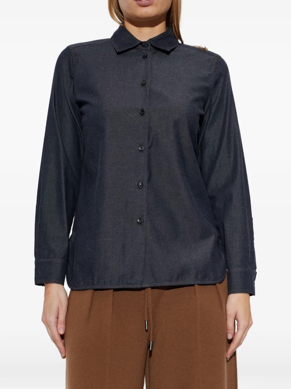 Max Mara Katoenen blouse met denim-look Blauw