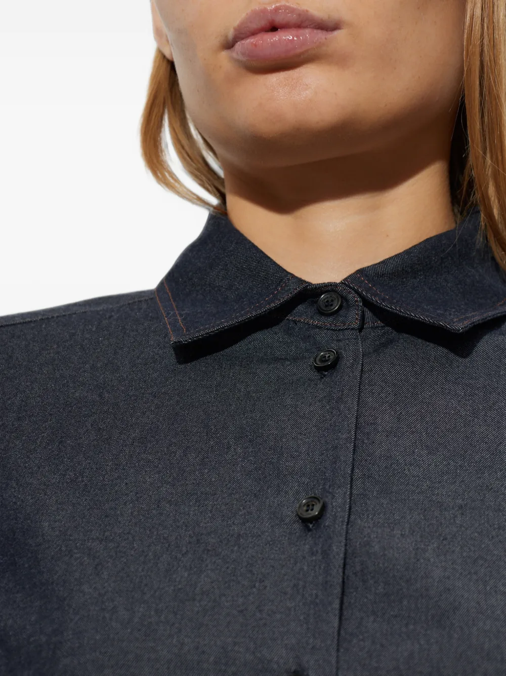 Max Mara Katoenen blouse met denim-look Blauw