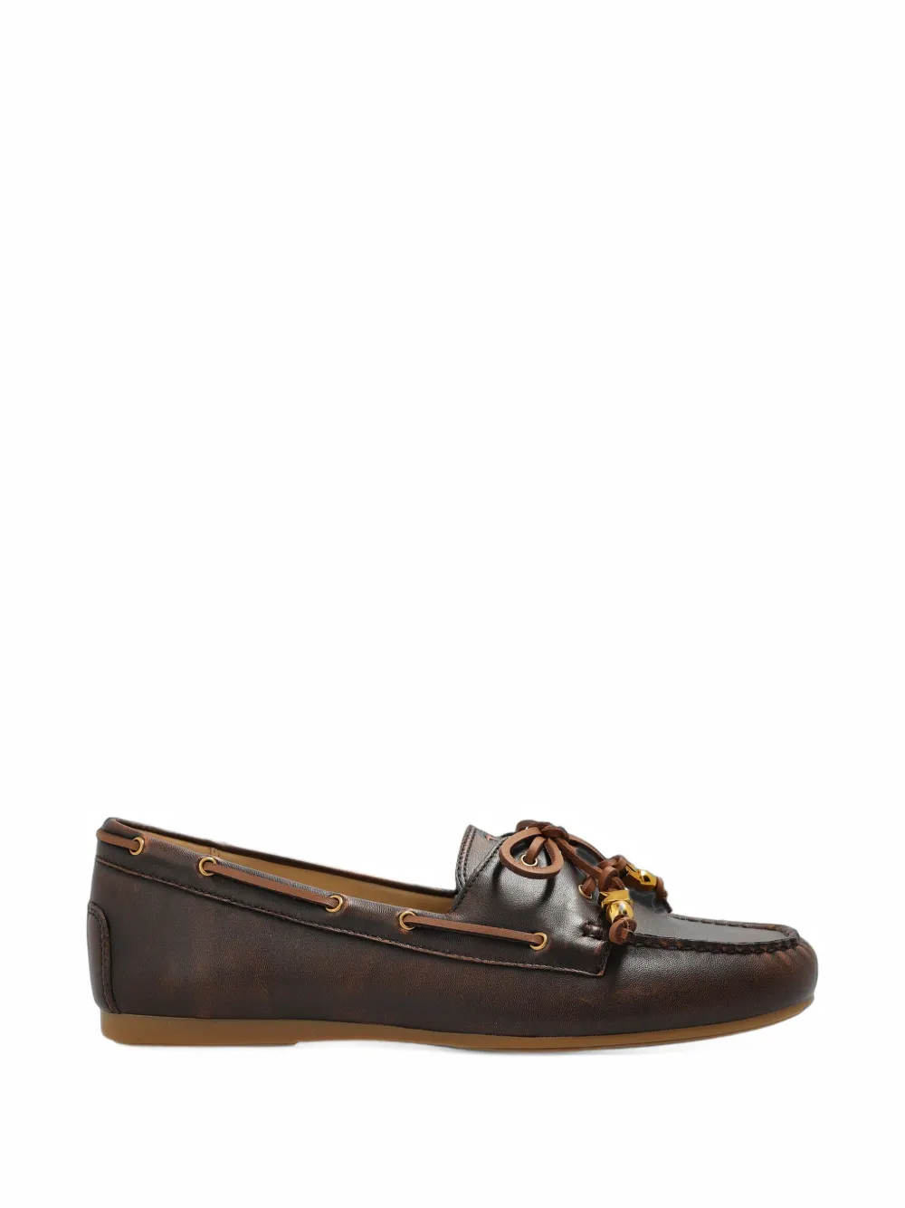 Michael Michael Kors Fallon polished leather moccasins - Marrone