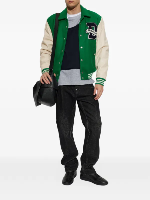 DSQUARED2 logo-patch Panelled Bomber Jacket | Green | FARFETCH