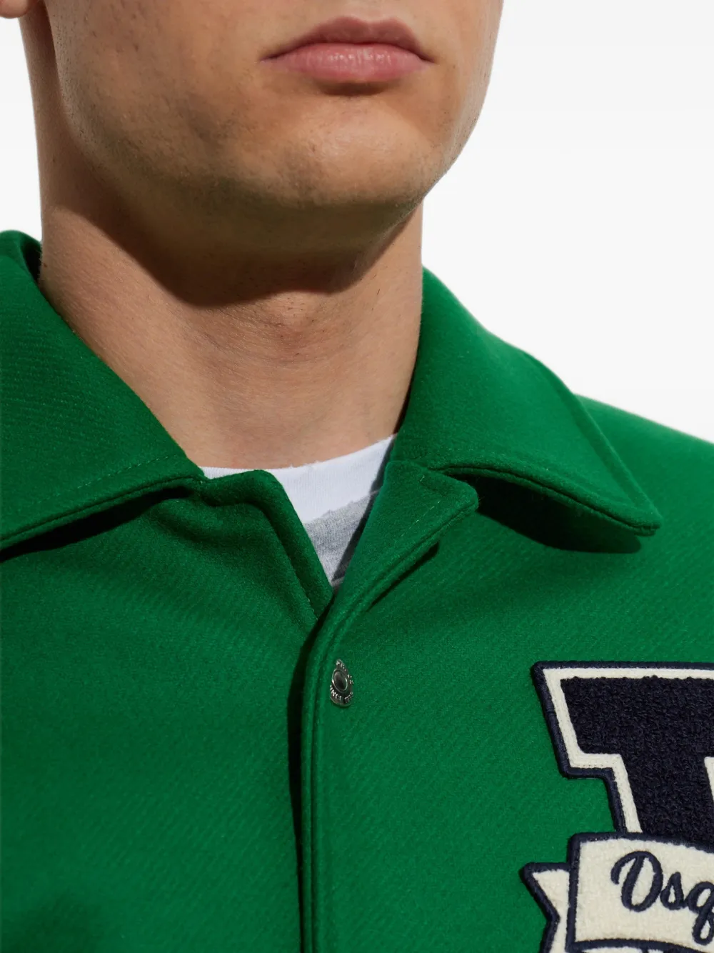 DSQUARED2 logo-patch panelled bomber jacket Groen