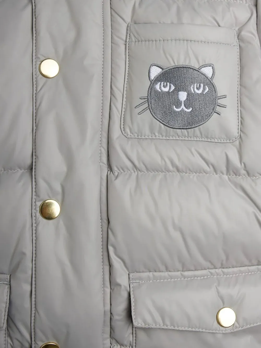 Mini Rodini cat-patch padded jacket Grijs