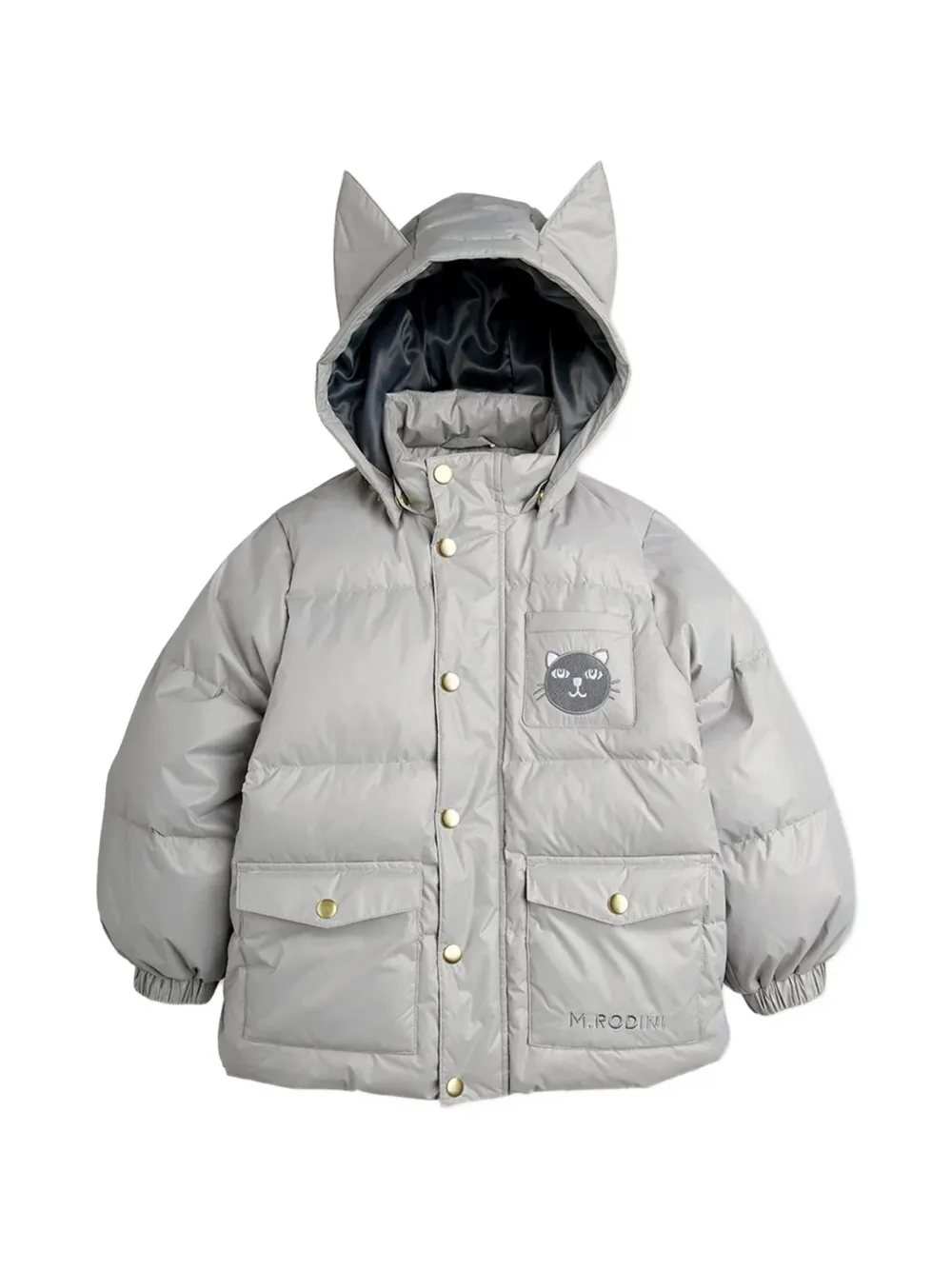 Mini Rodini cat-patch padded jacket Grijs