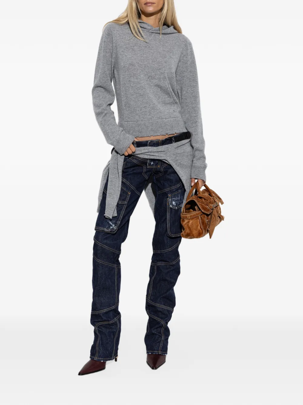 DSQUARED2 distressed-effect hoodie Grijs