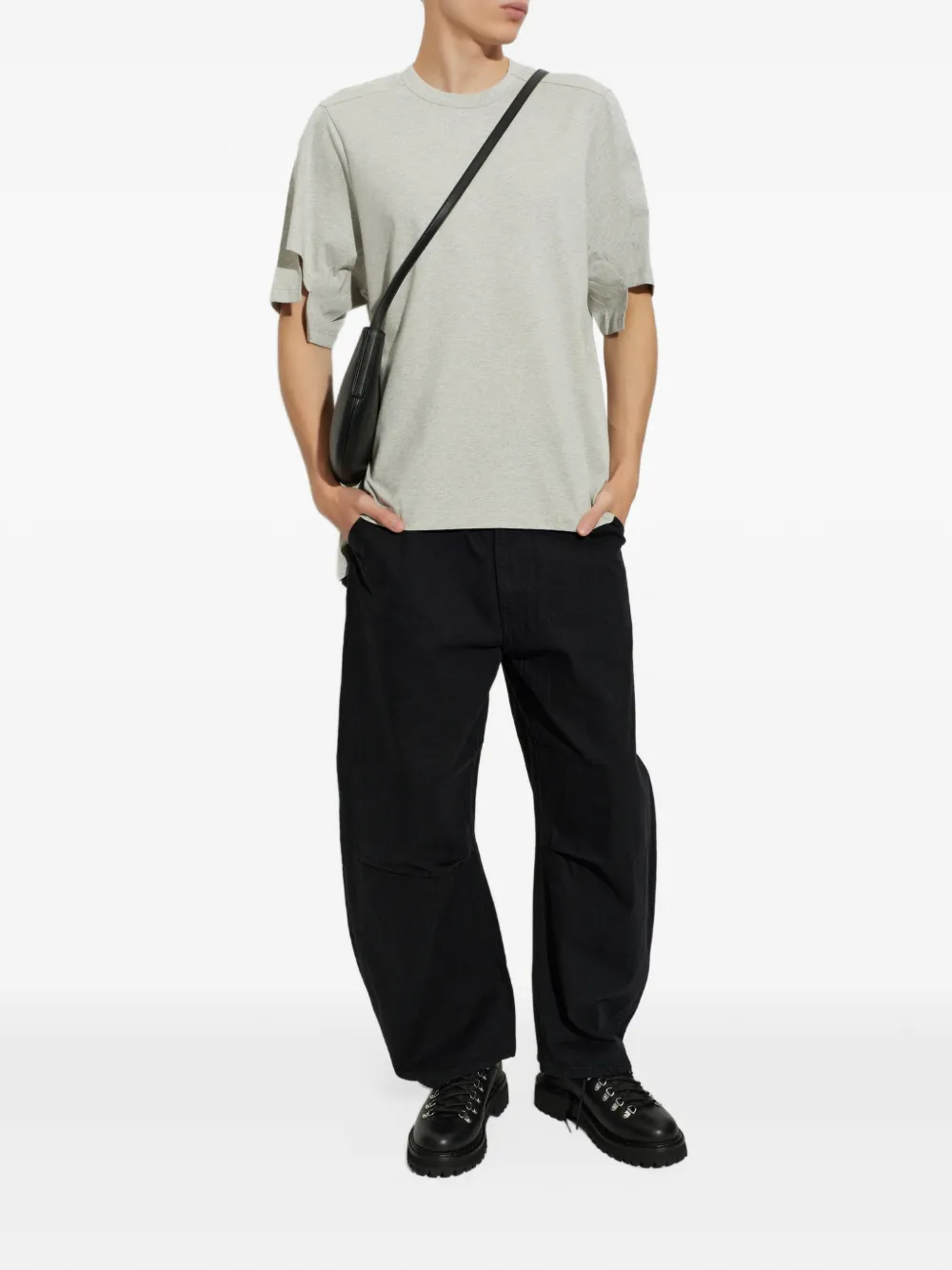 Comme Des Garçons Shirt Katoenen T-shirt met gelaagde mouwen Grijs
