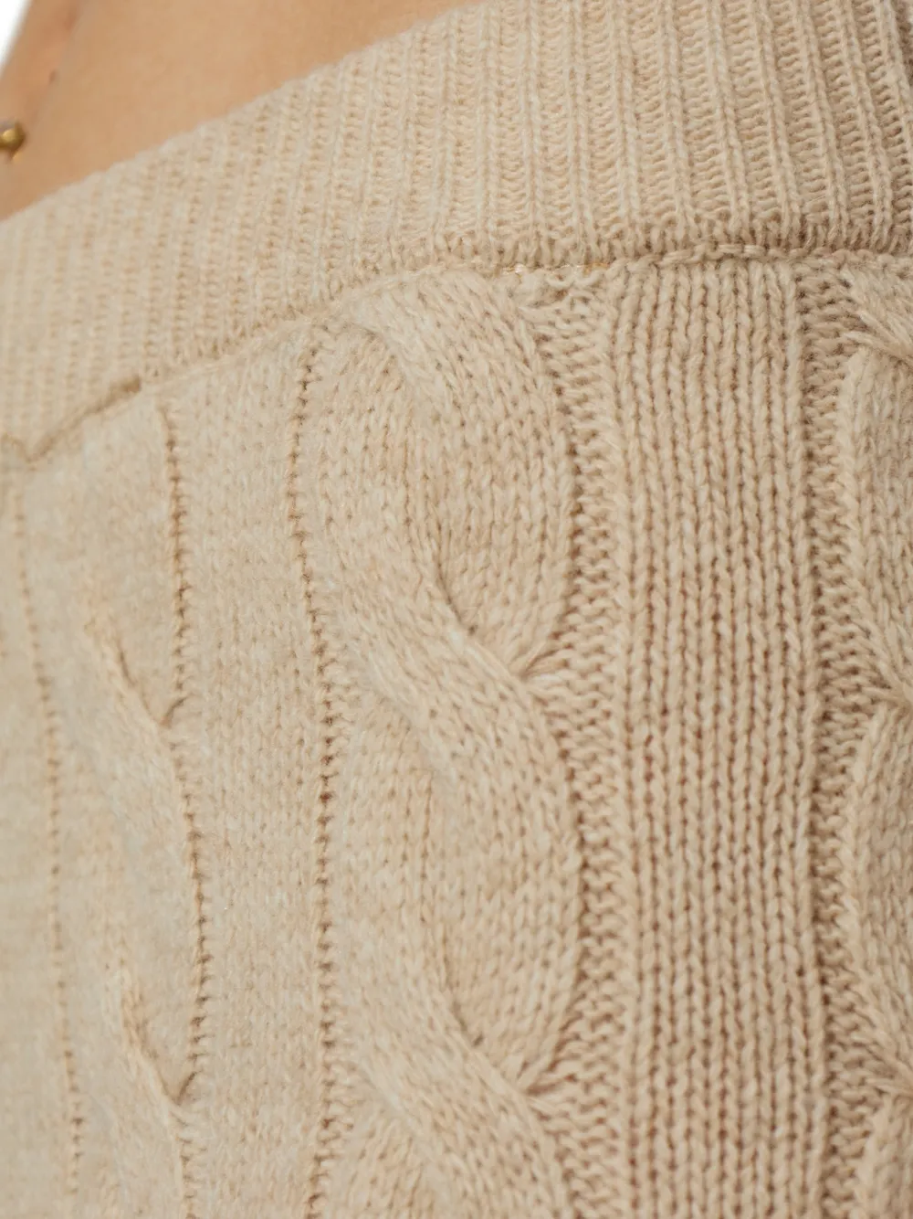 Akep Kabelgebreide broek met gerafeld effect Beige