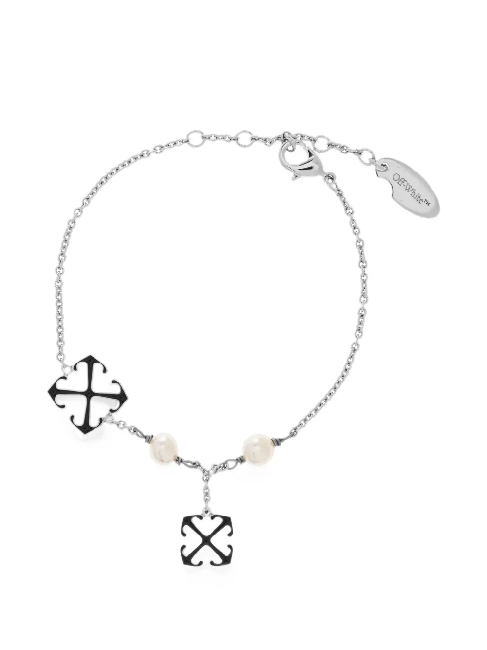 Off-white Arrows Faux-pearl Bracelet In Silver