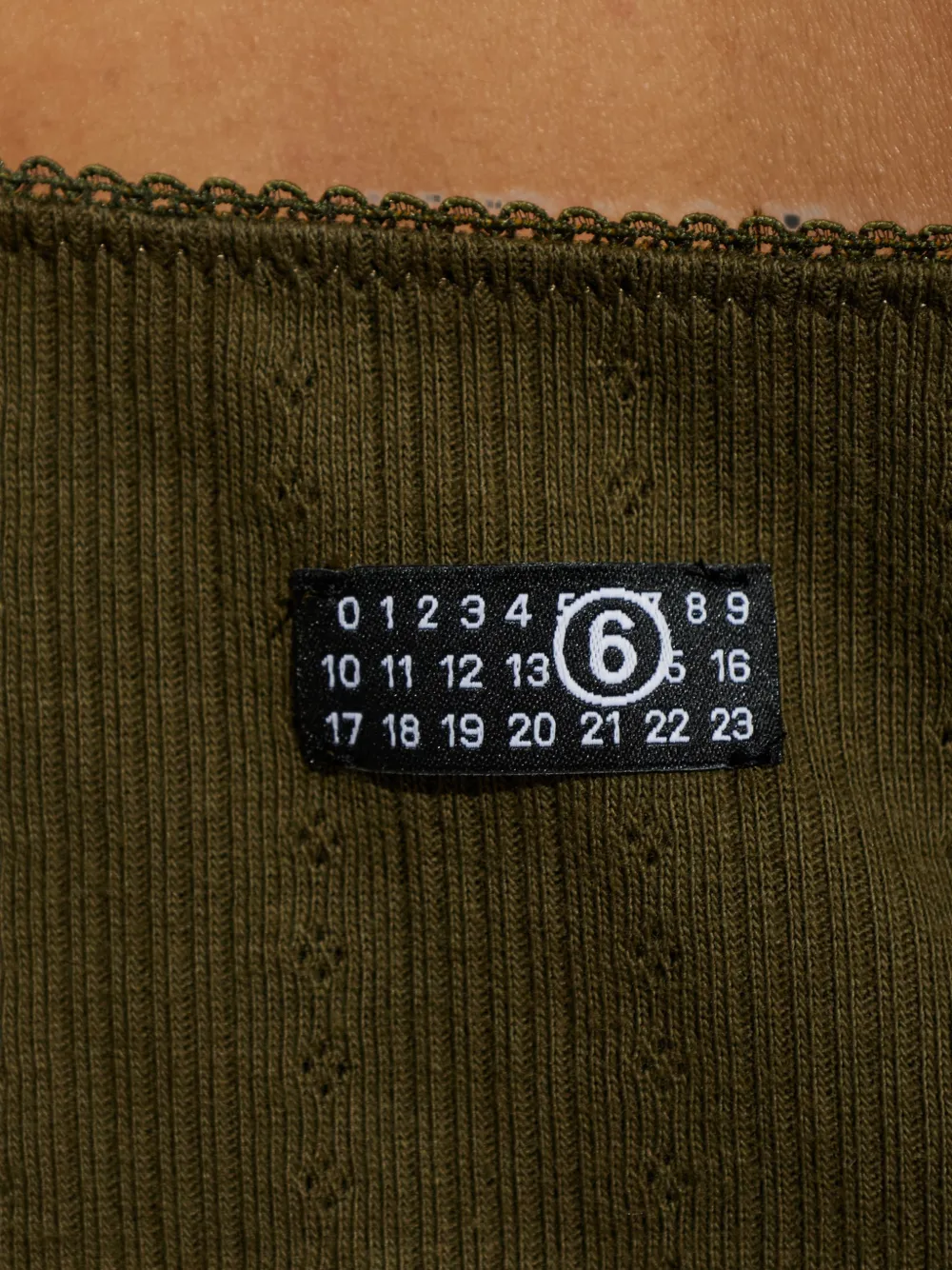 MM6 Maison Margiela pointelle-knit bow-detail slip dress Groen