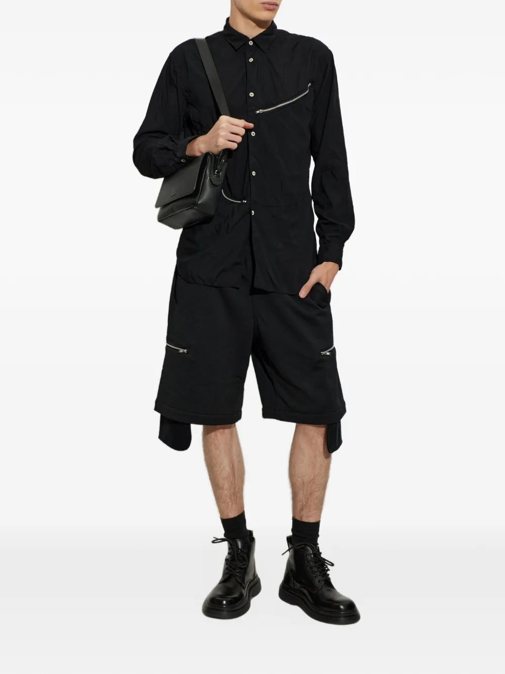 Comme Des Garçons Shirt Gelaagde cargoshorts met ritszak Zwart
