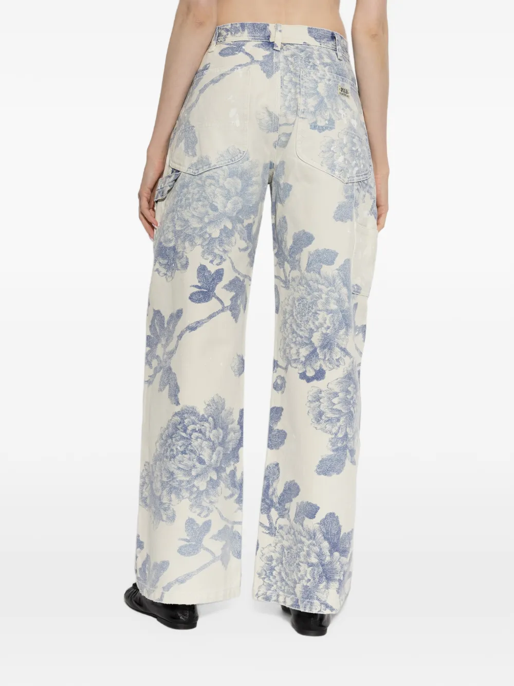 R13 Jeans met bloemenprint Wit