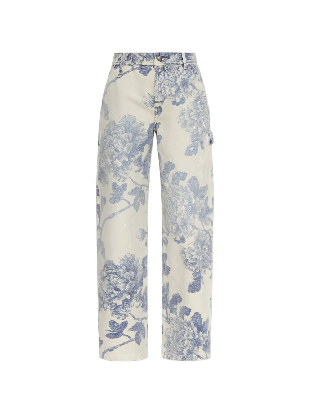 R13 Jeans met bloemenprint Wit