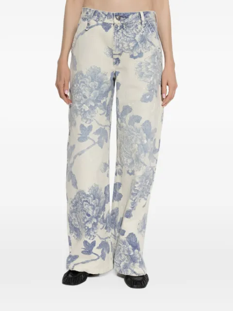 R13 floral-print straight-leg jeans
