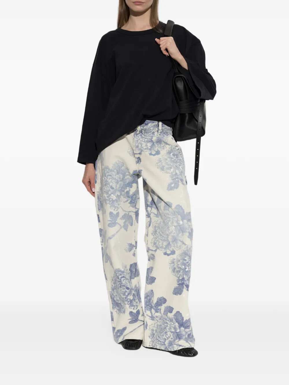 R13 Jeans met bloemenprint Wit
