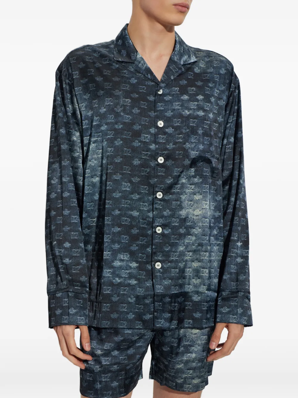 DSQUARED2 logo-print button-up pajamas Blauw