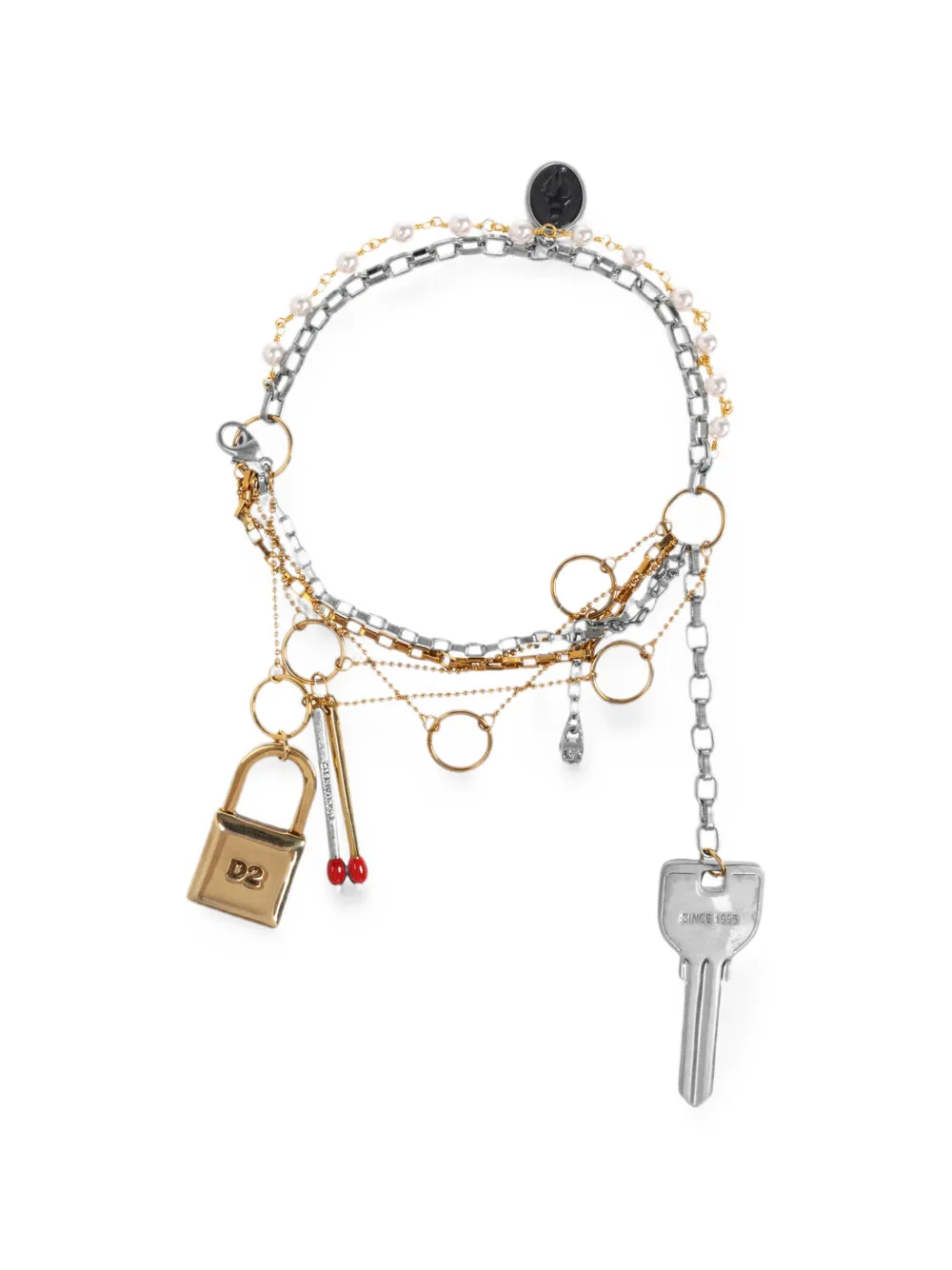 DSQUARED2 charm-detail multi-chain bracelets - Silber