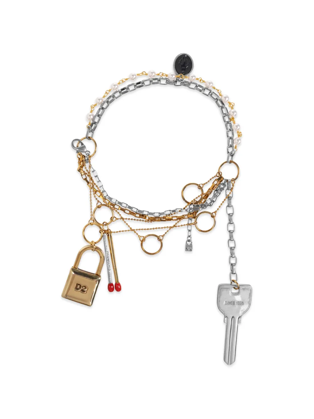 DSQUARED2 charm-detail multi-chain bracelets - Silver