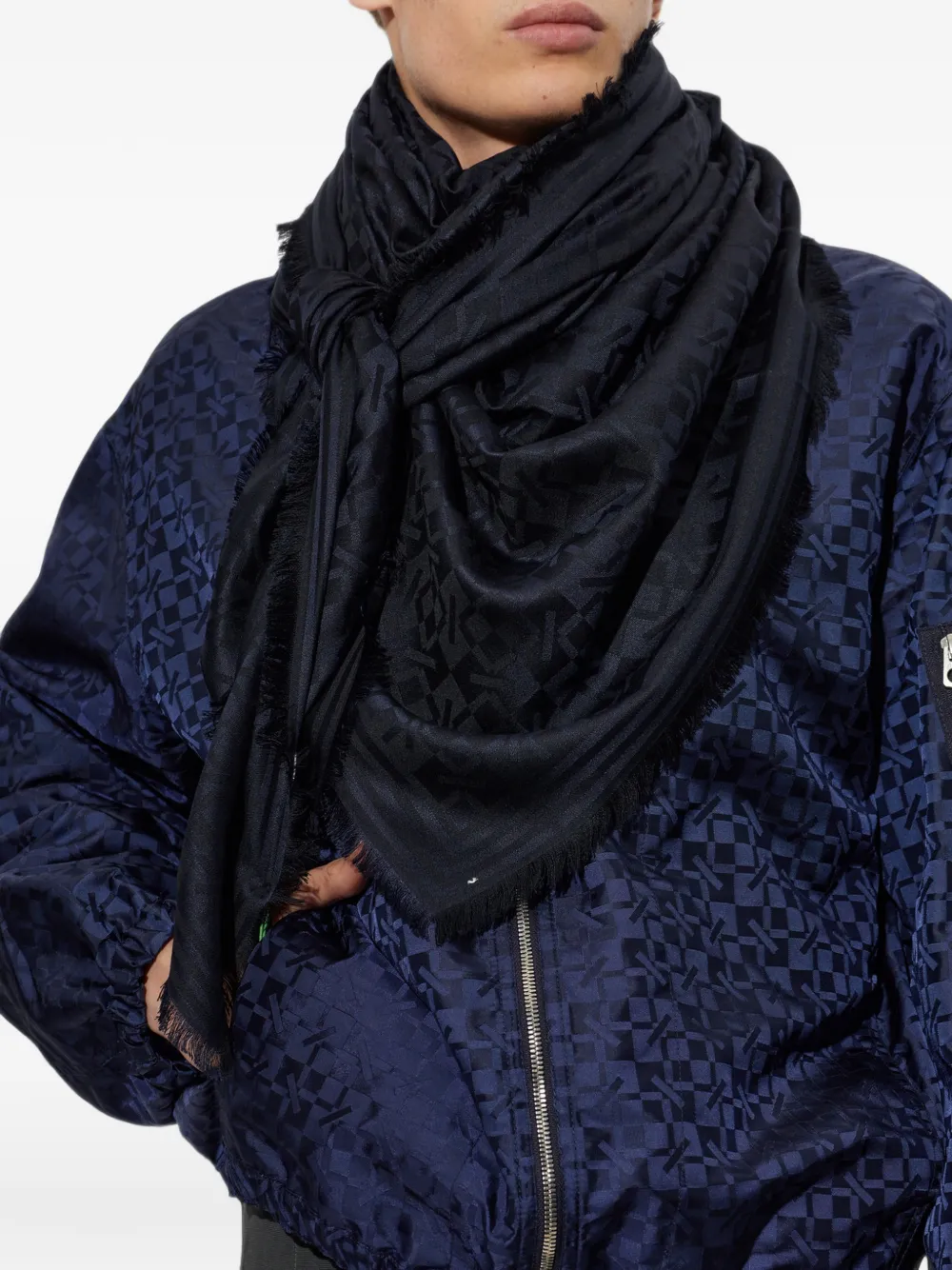 Kenzo gram raw-edge scarf Blauw