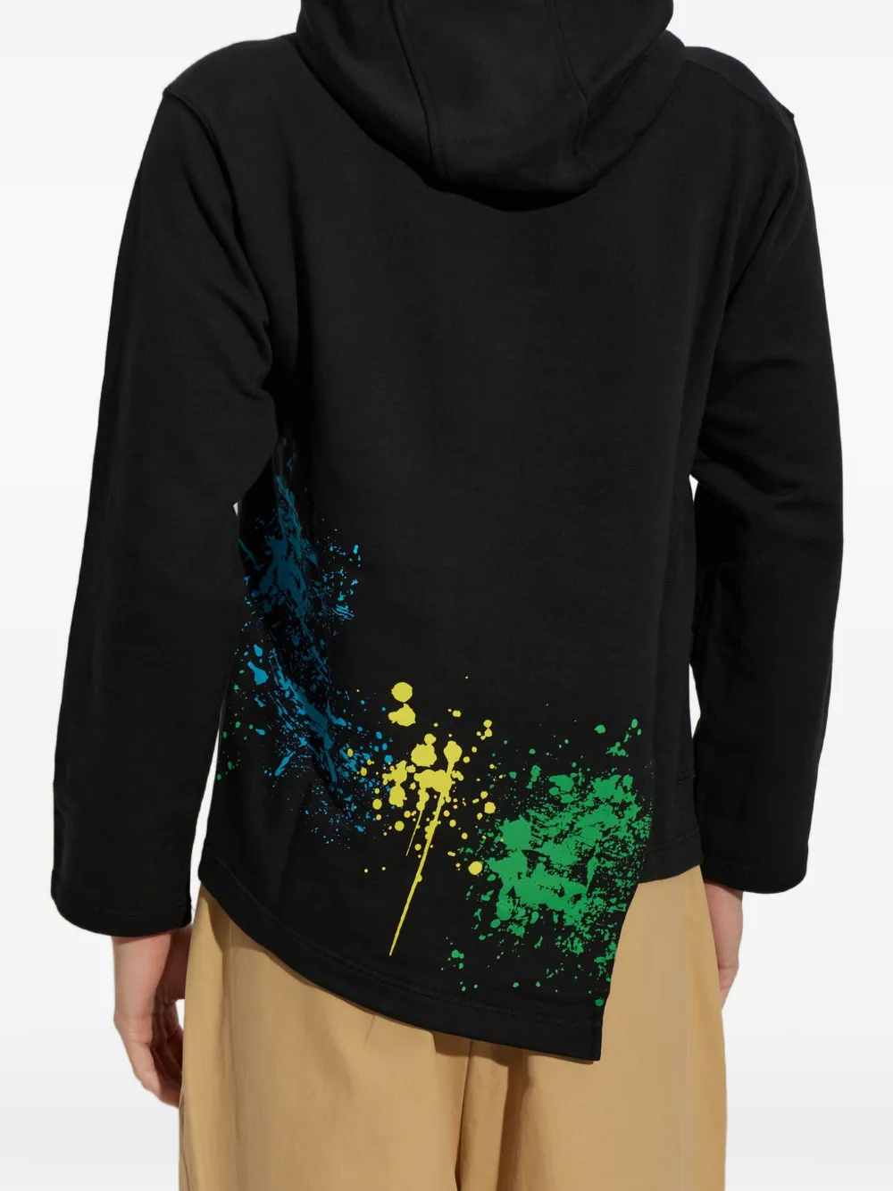 Comme Des Garçons Shirt Asymmetrische hoodie met verfspatten Zwart