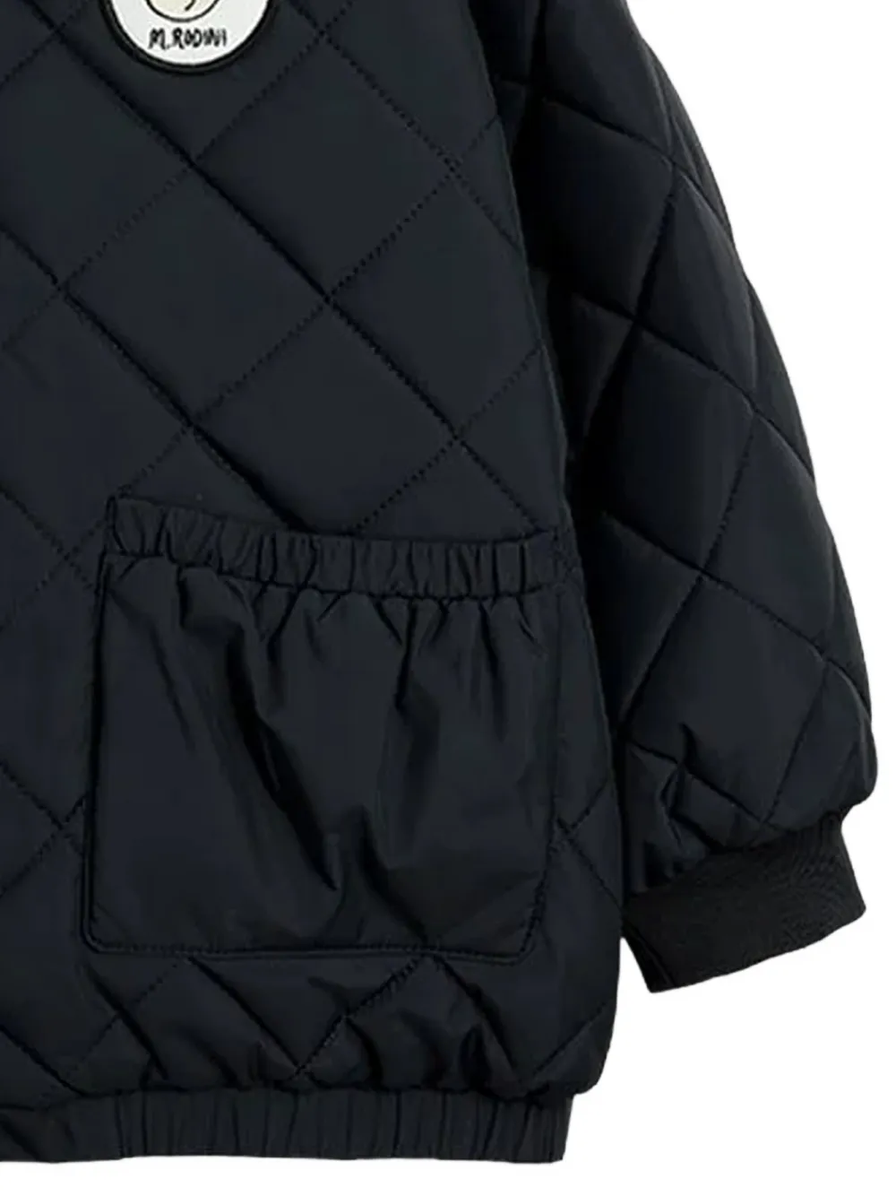 Mini Rodini Ritzratz-patch quilted puffer jacket Zwart