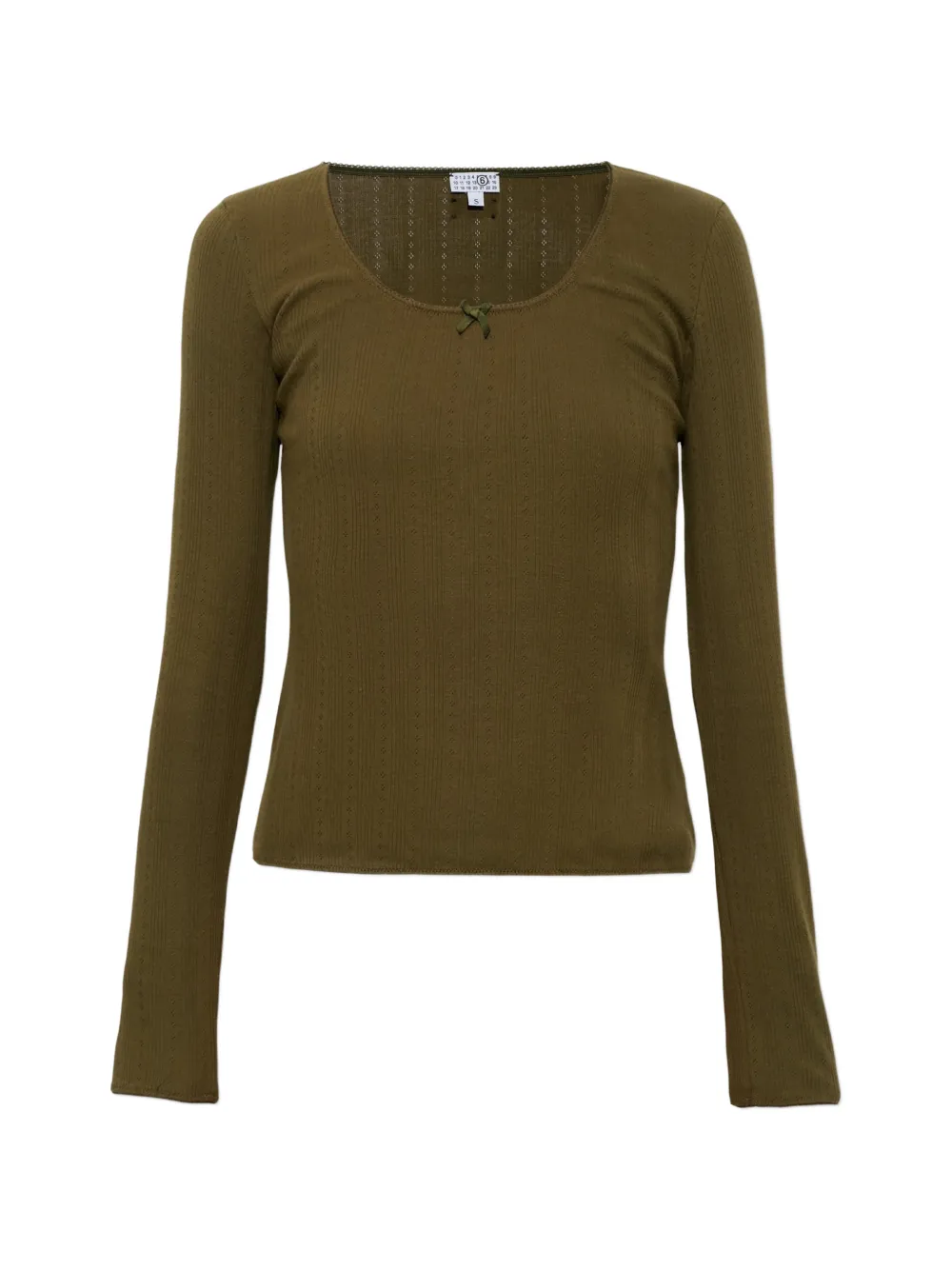 MM6 Maison Margiela bow-detail pointelle-knit top - Grün