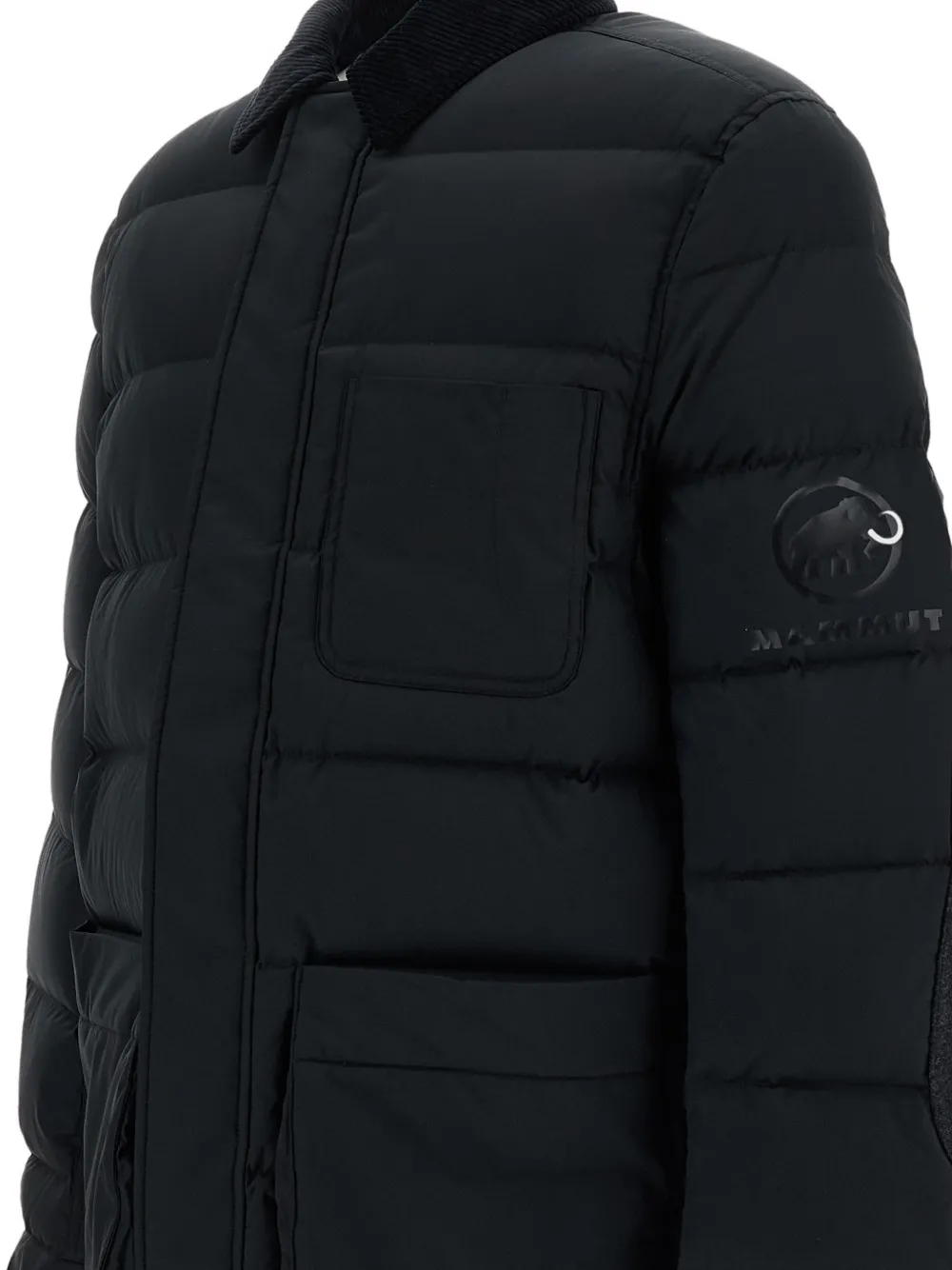 Junya Watanabe MAN Gewatteerd donsjack met ribfluwelen kraag Zwart