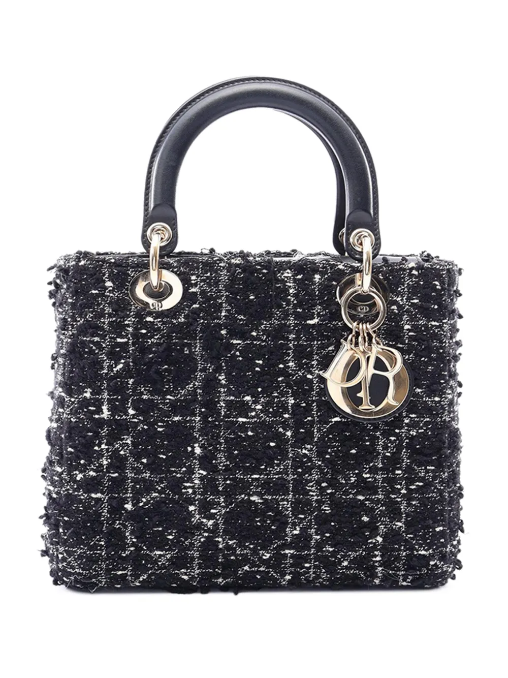 Christian Dior Pre-Owned 2000-2015 Medium Tweed Cannage Fringe Lady Dior satchel - Schwarz