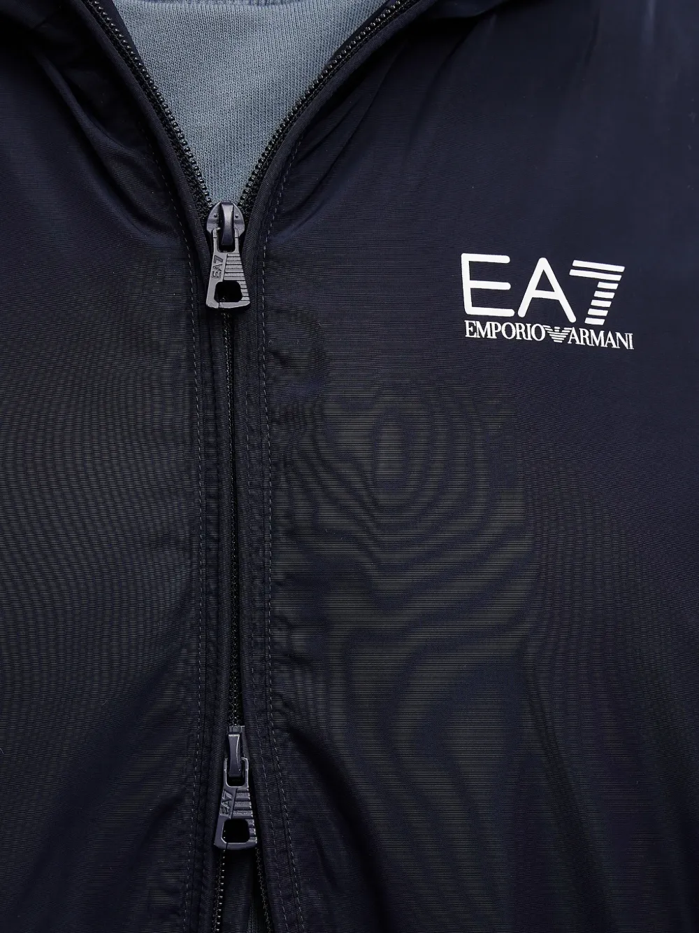 Ea7 Emporio Armani logo-print hooded jacket Blauw