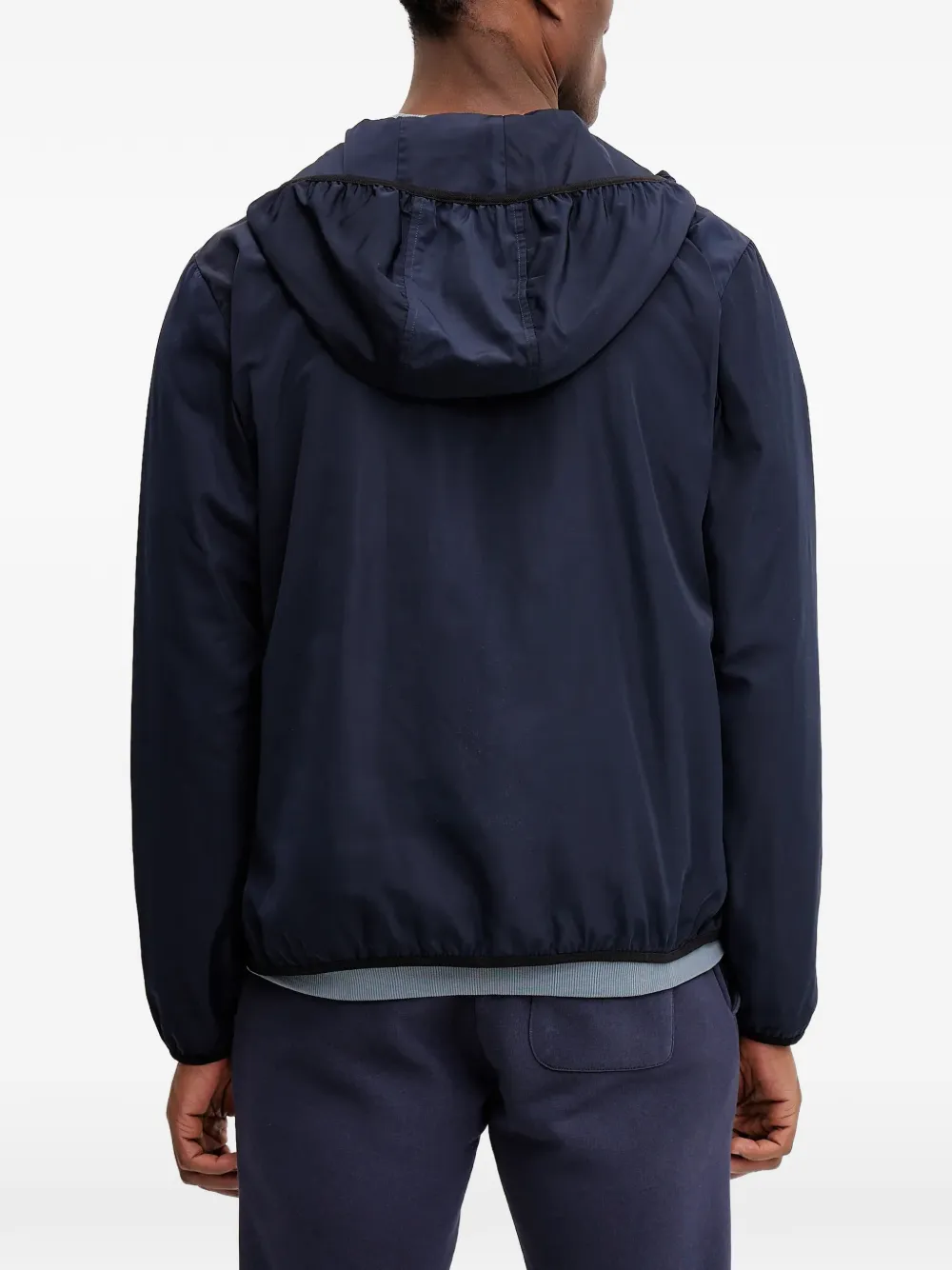 Ea7 Emporio Armani logo-print hooded jacket Blauw