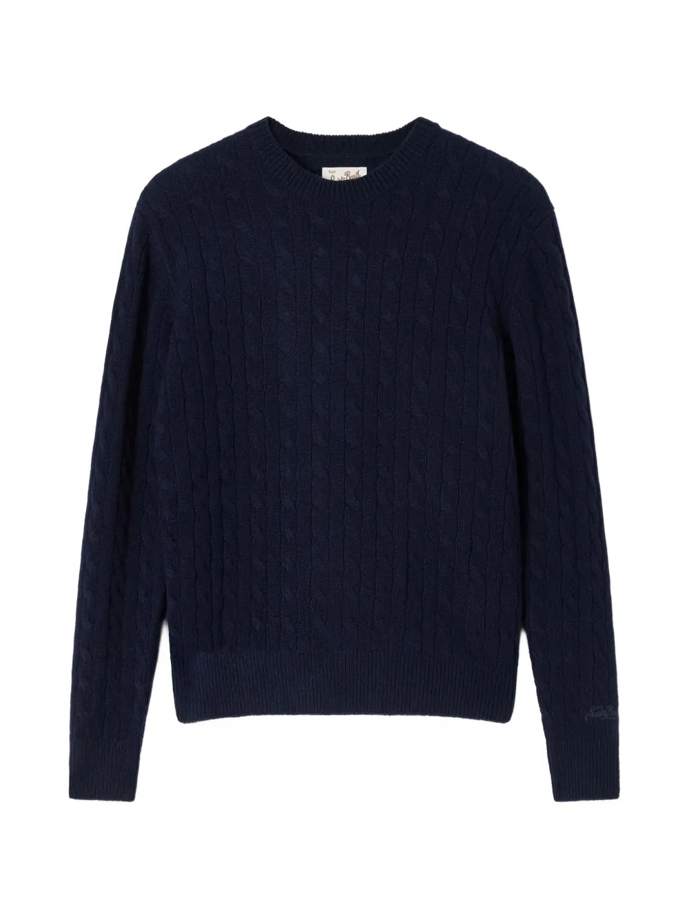 MC2 Saint Barth night blue Sorbonne wool crewneck knit with cable stitch - Bleu MC2 Saint Barth night blue Sorbonne wool crewneck knit with cable stitch - Bleu