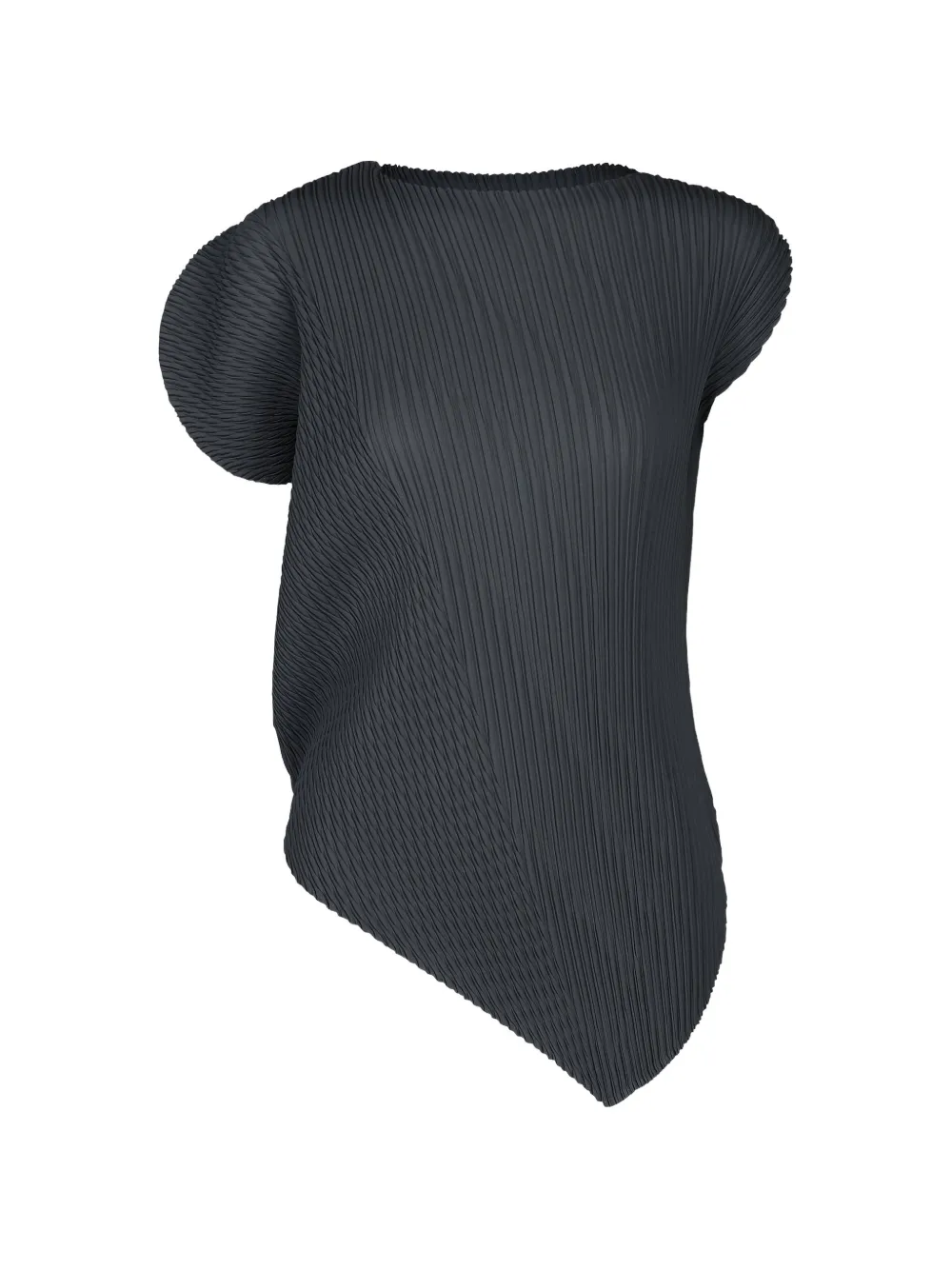 Issey Miyake plissé-effect asymmetric top - Bleu
