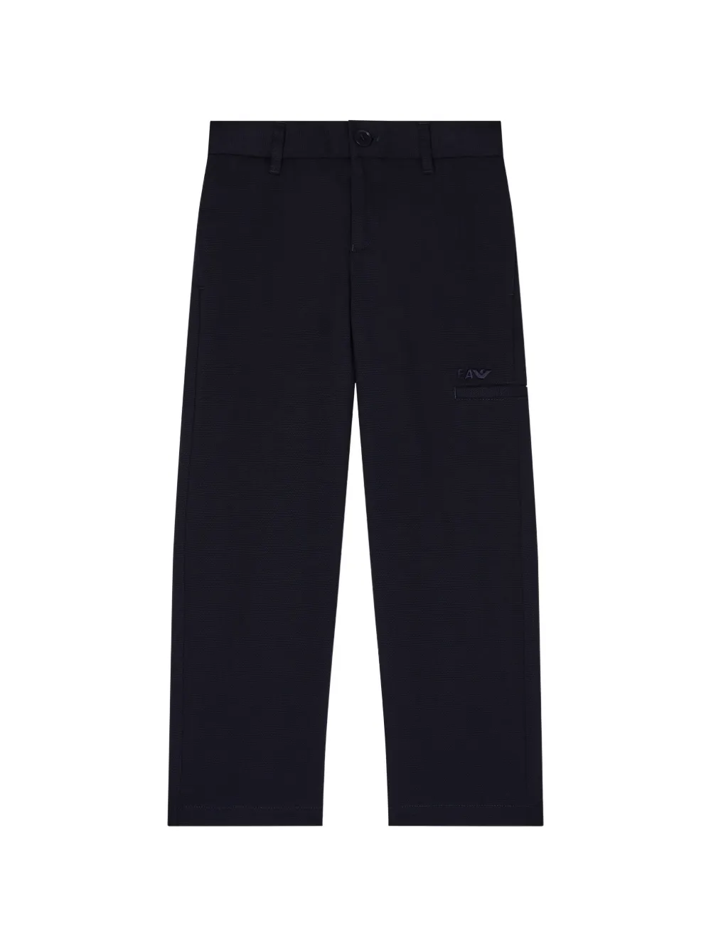 Emporio Armani Kids logo-embroidered straight-leg trousers - Blu