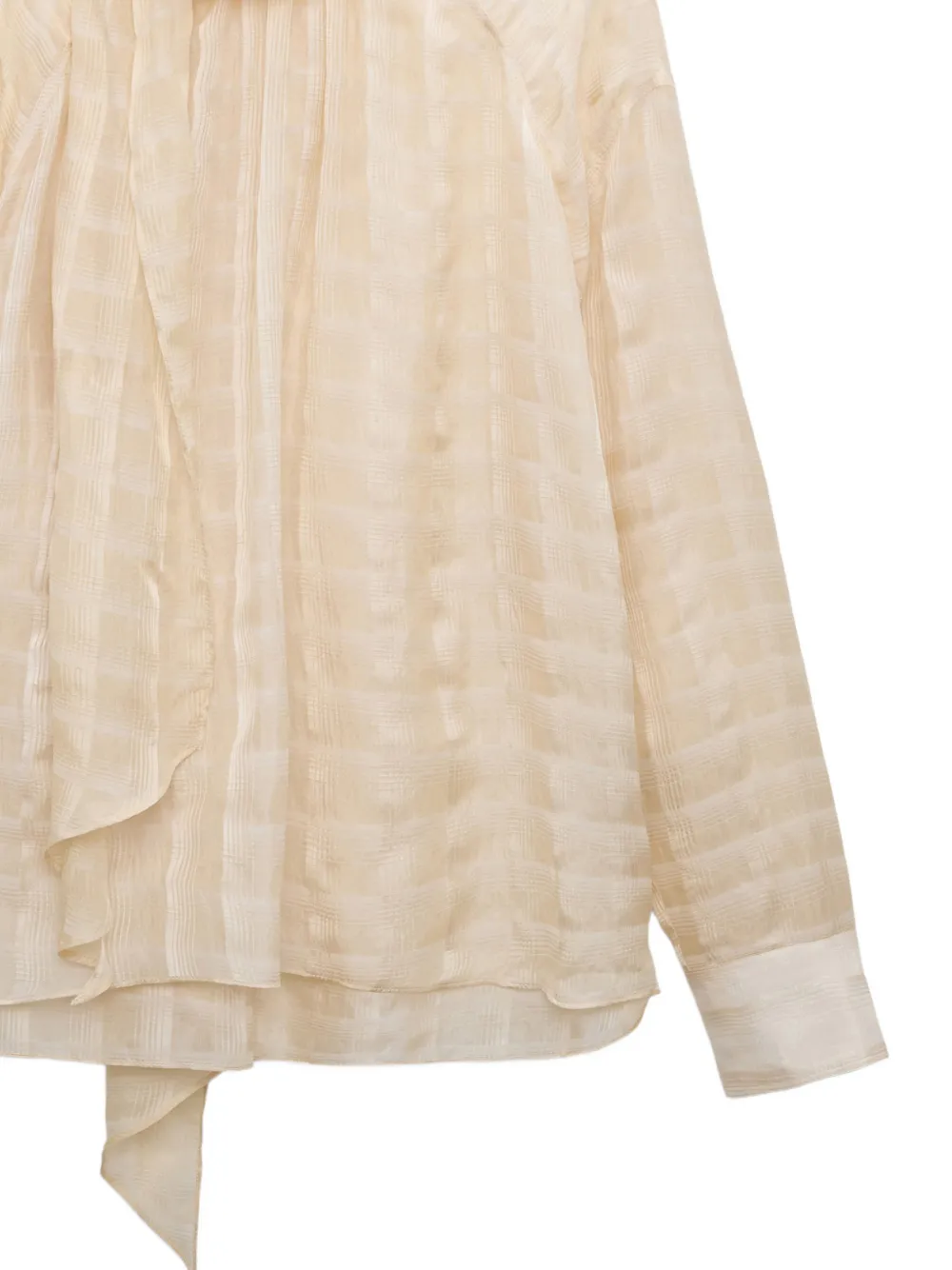 Dorothee Schumacher Airy Check-pattern pussy-bow blouse Beige