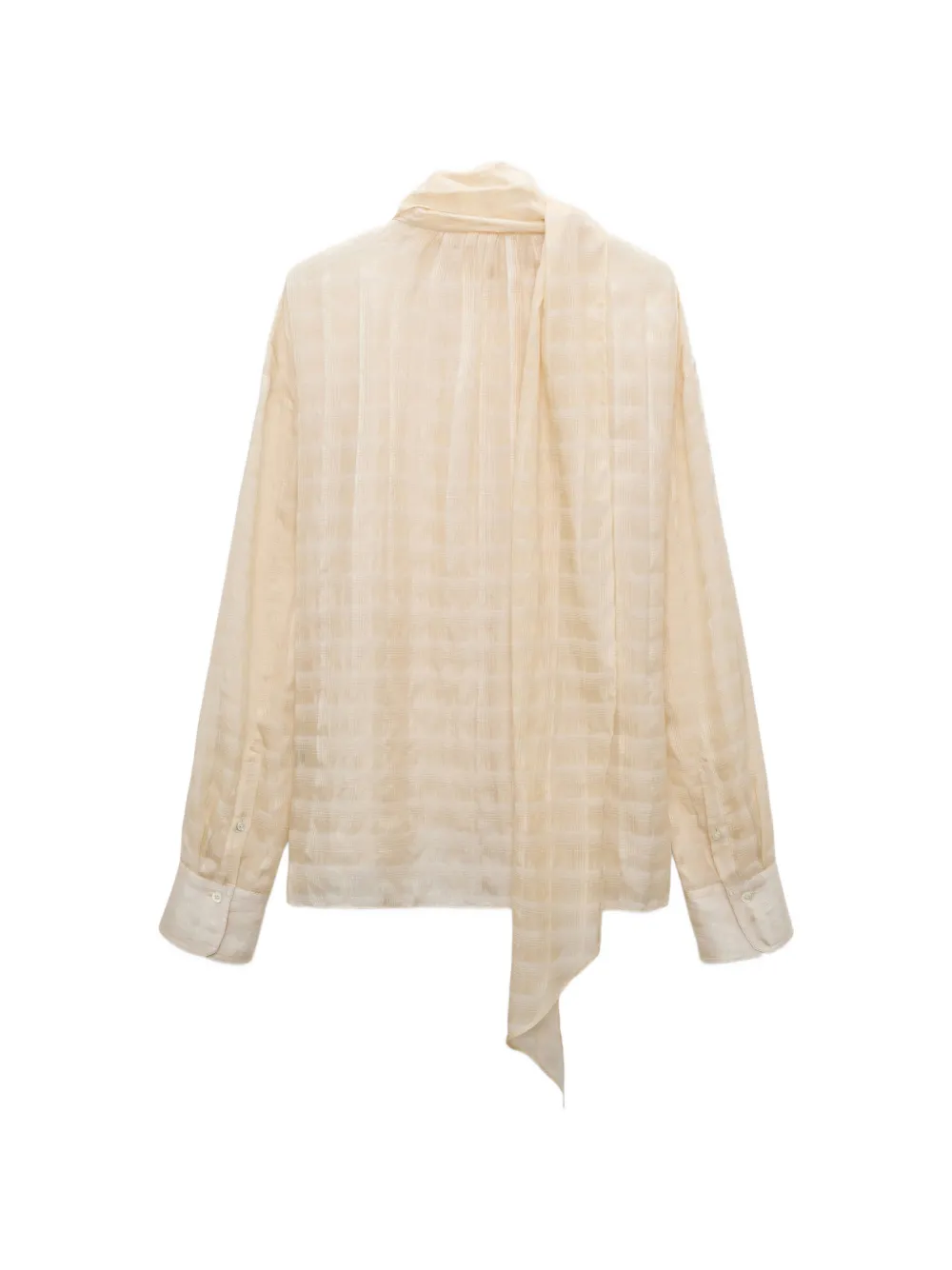 Dorothee Schumacher Airy Check-pattern pussy-bow blouse Beige