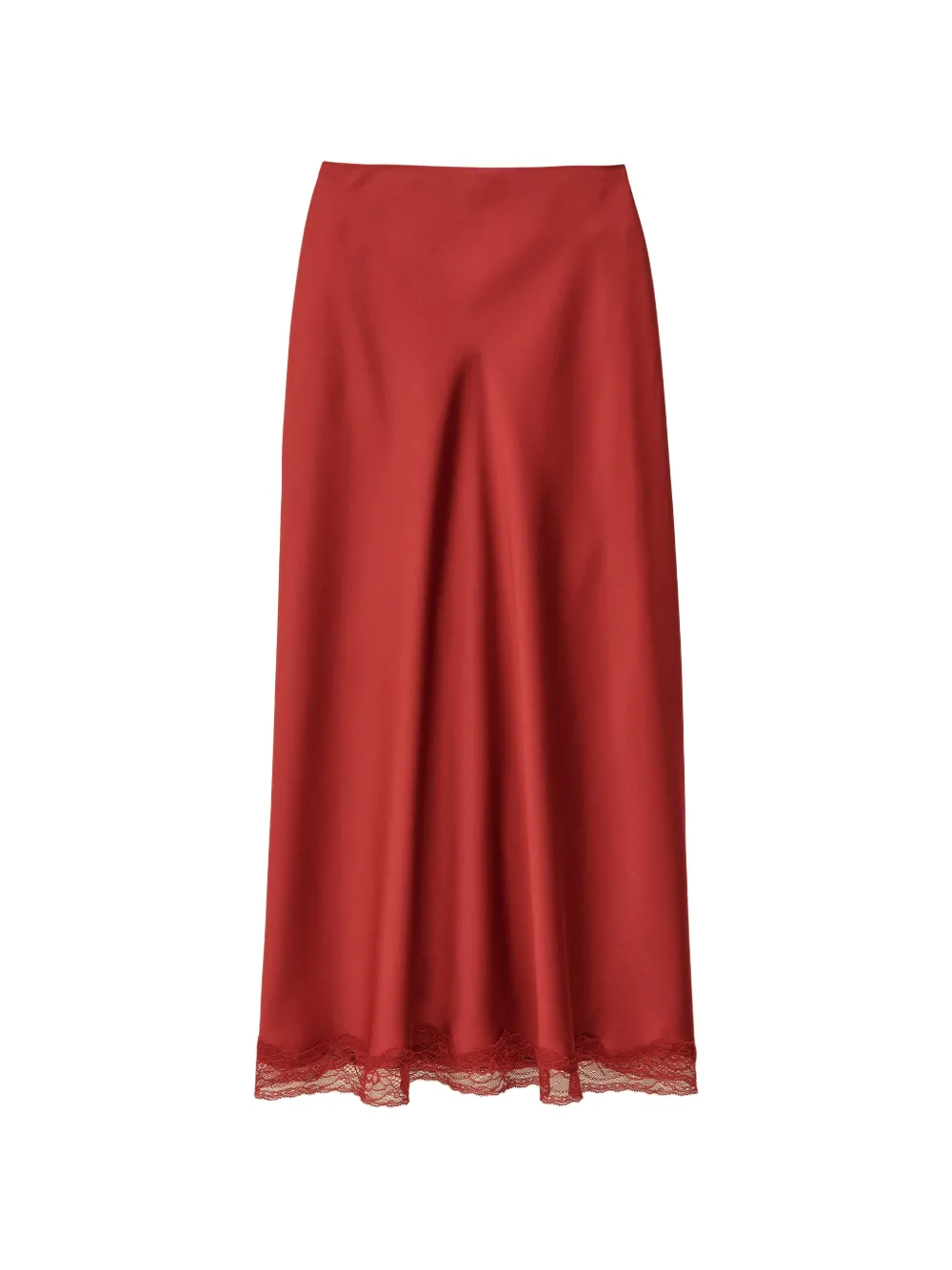 Ba&sh Cyla Lace-trim Satin-finish Midi Skirt In Red