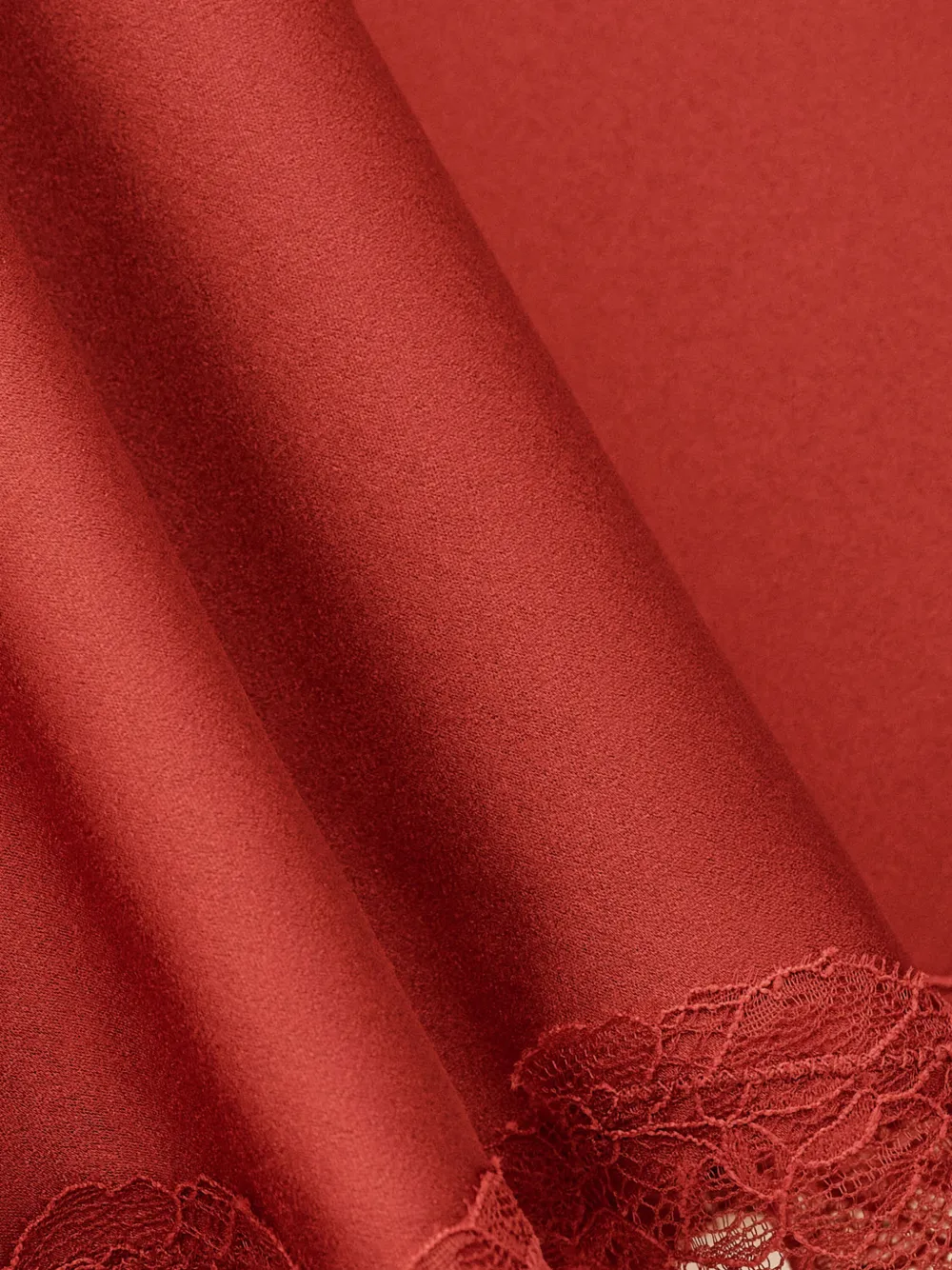 Ba&Sh Cyla lace-trim satin-finish midi skirt Rood