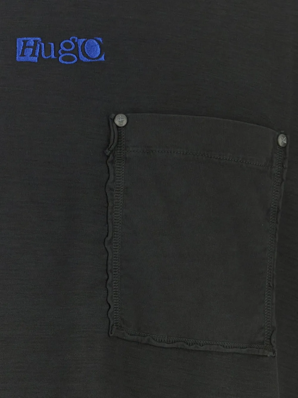 HUGO T-shirt met borstzak Zwart