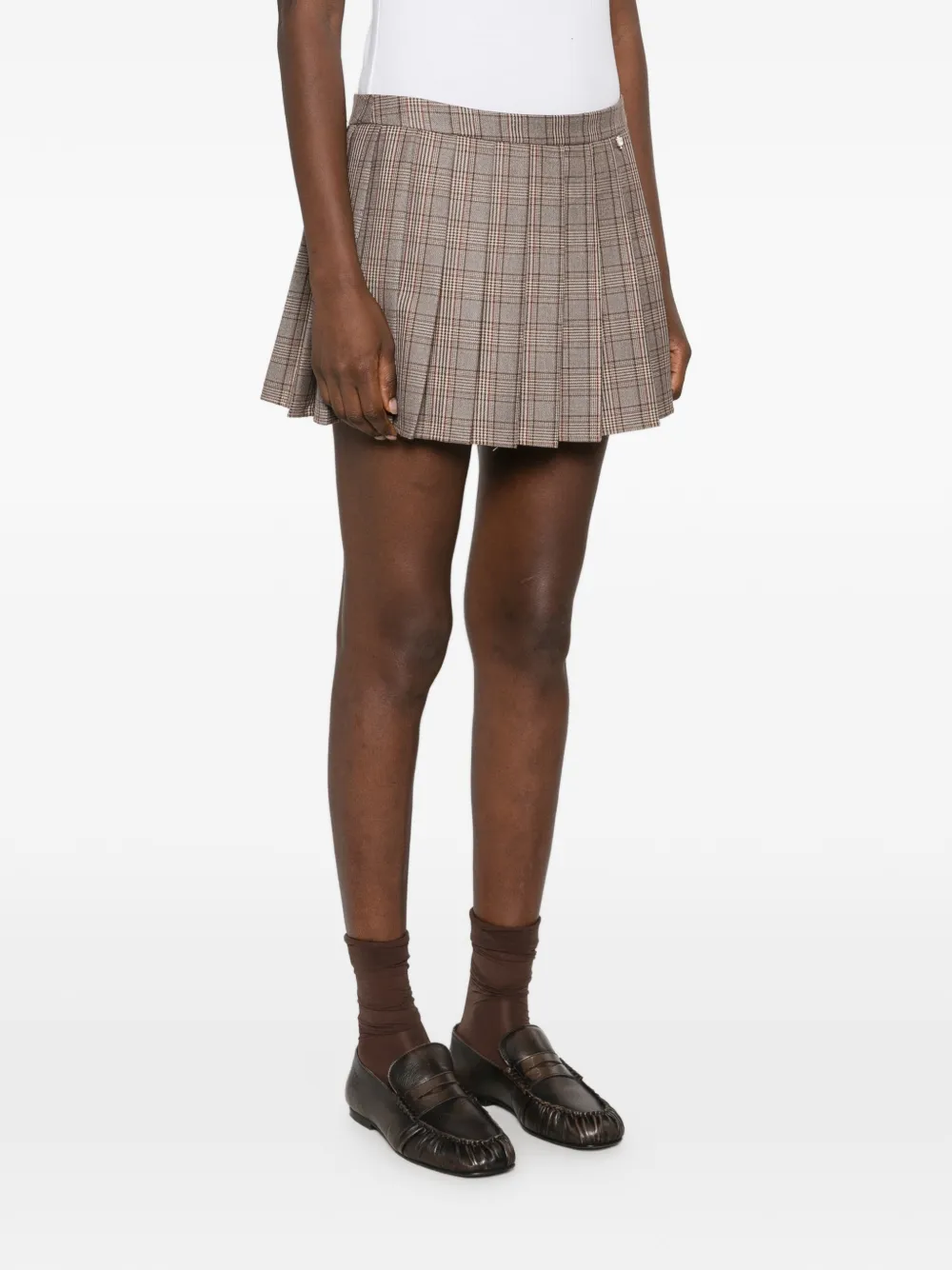 Aniye By Cleo check-pattern pleated mini skirt Bruin
