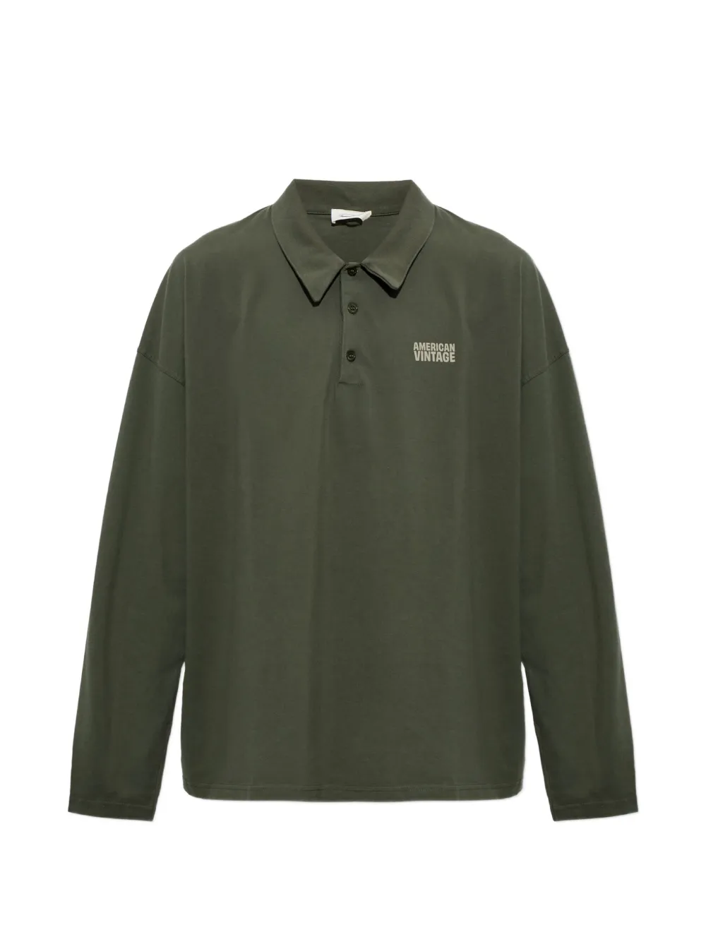 American Vintage Gixy poloshirt met lange mouwen en logo-print Groen
