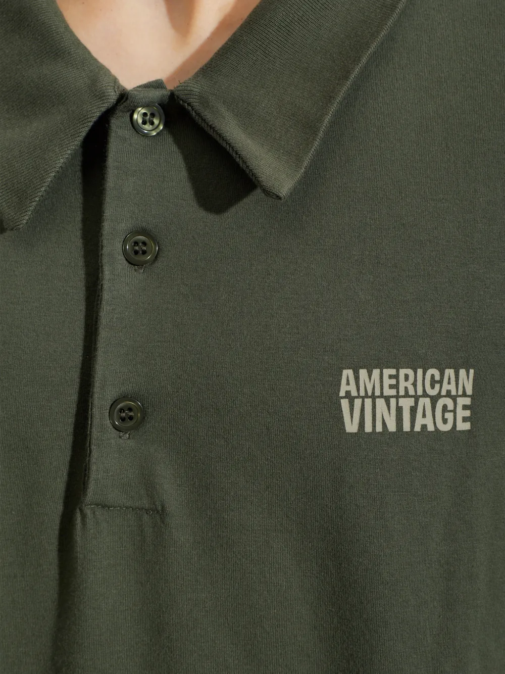 American Vintage Gixy poloshirt met lange mouwen en logo-print Groen