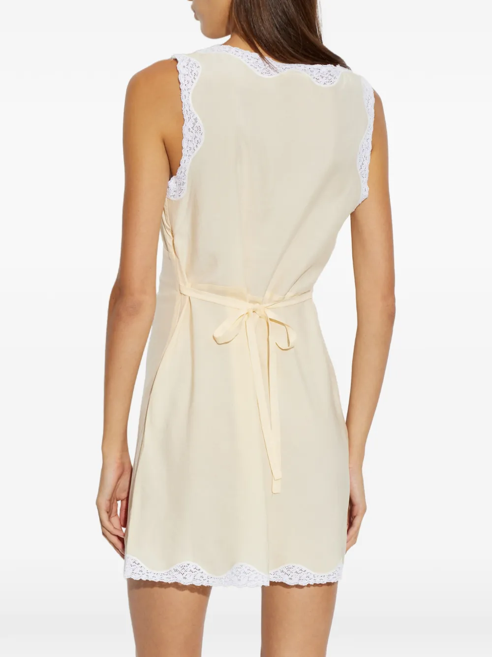 Posse Tabitha gewelfde mini-jurk met kanten afwerking Beige