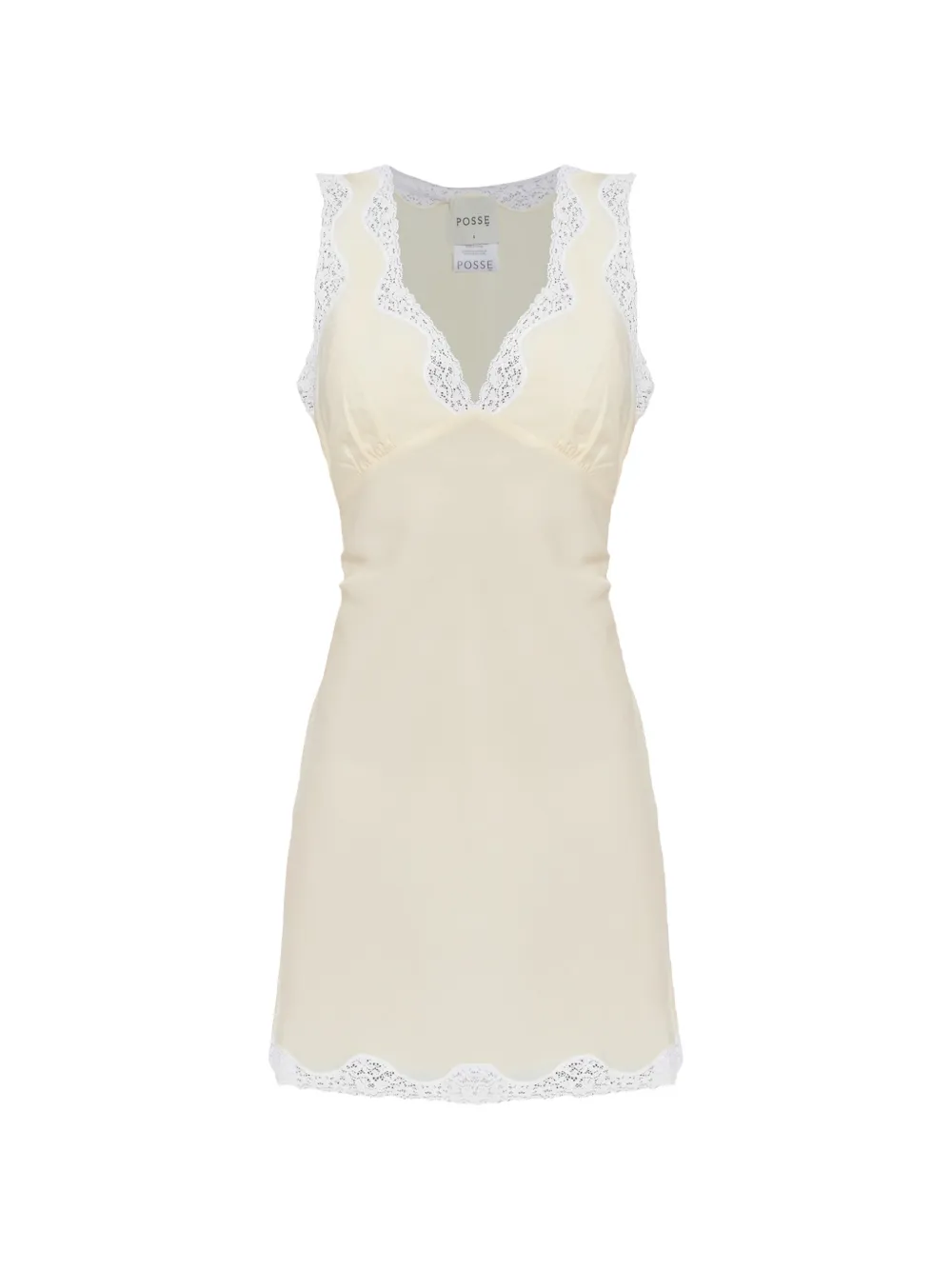 Posse Tabitha gewelfde mini-jurk met kanten afwerking Beige