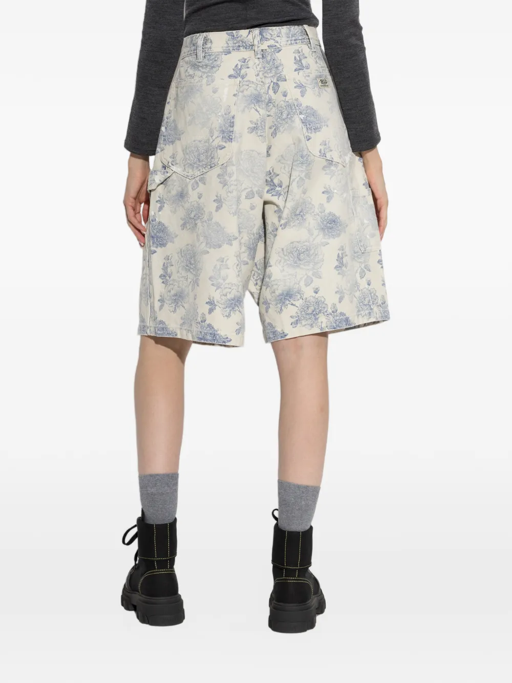 R13 Jesse geplooide shorts met bloemen-print Beige