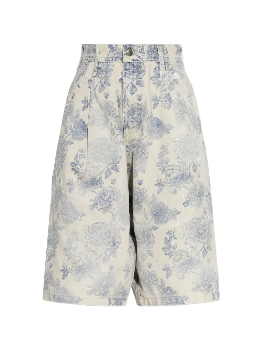 R13 Jesse floral-print pleated shorts - Tons neutres