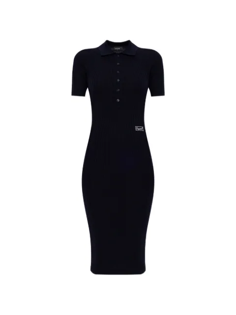DSQUARED2 ribbed-knit polo-collar midi dress