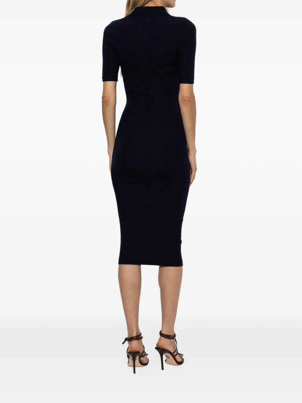 DSQUARED2 ribbed-knit polo-collar midi dress Blauw