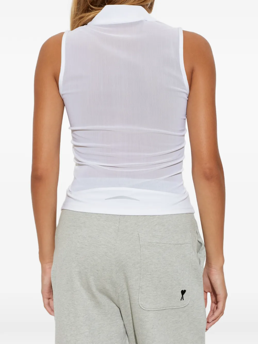 Lacoste sleeveless stretch dual fabric tennis polo shirt Wit