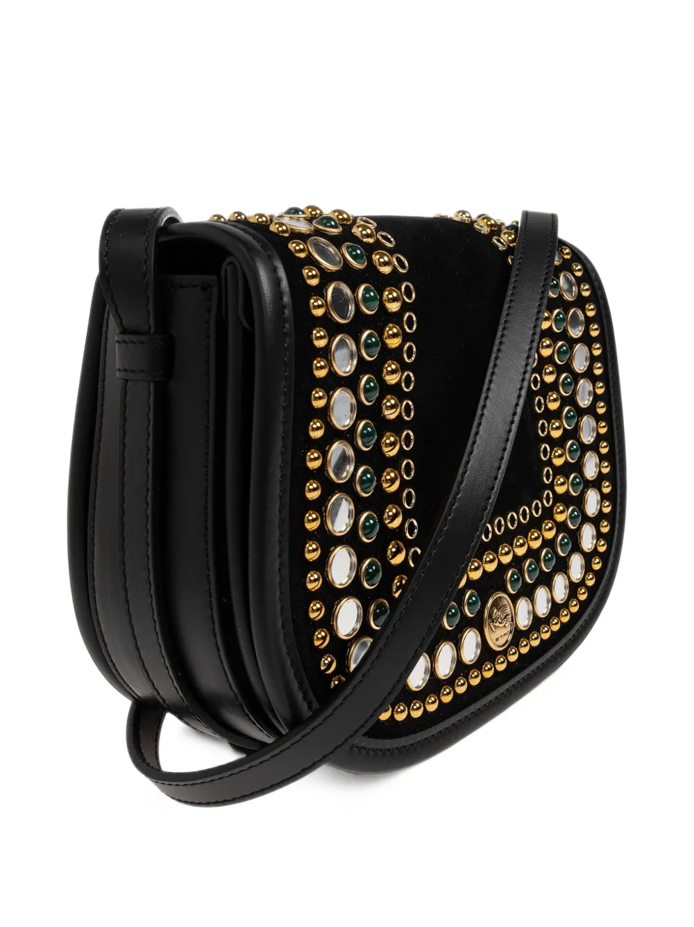 ETRO embellished suede shoulder bag Zwart