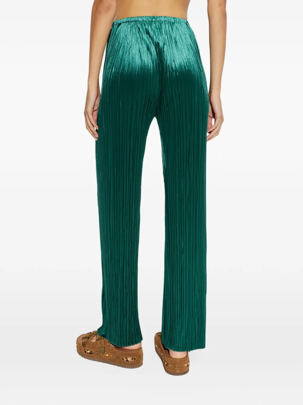 Forte Broek met wijde pijpen en plissé-effect Groen