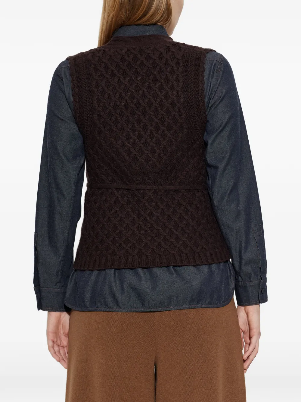 Max Mara wool and cashmere yarn gilet dark brown Bruin
